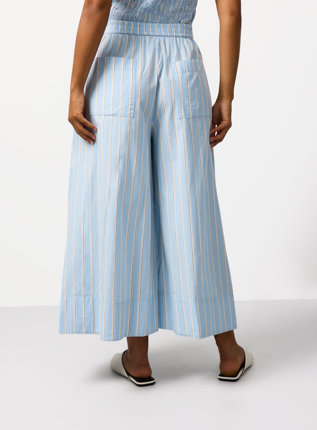 Blue Stripe Poplin Palazzo Trousers 20 - Image 5 thumbnail